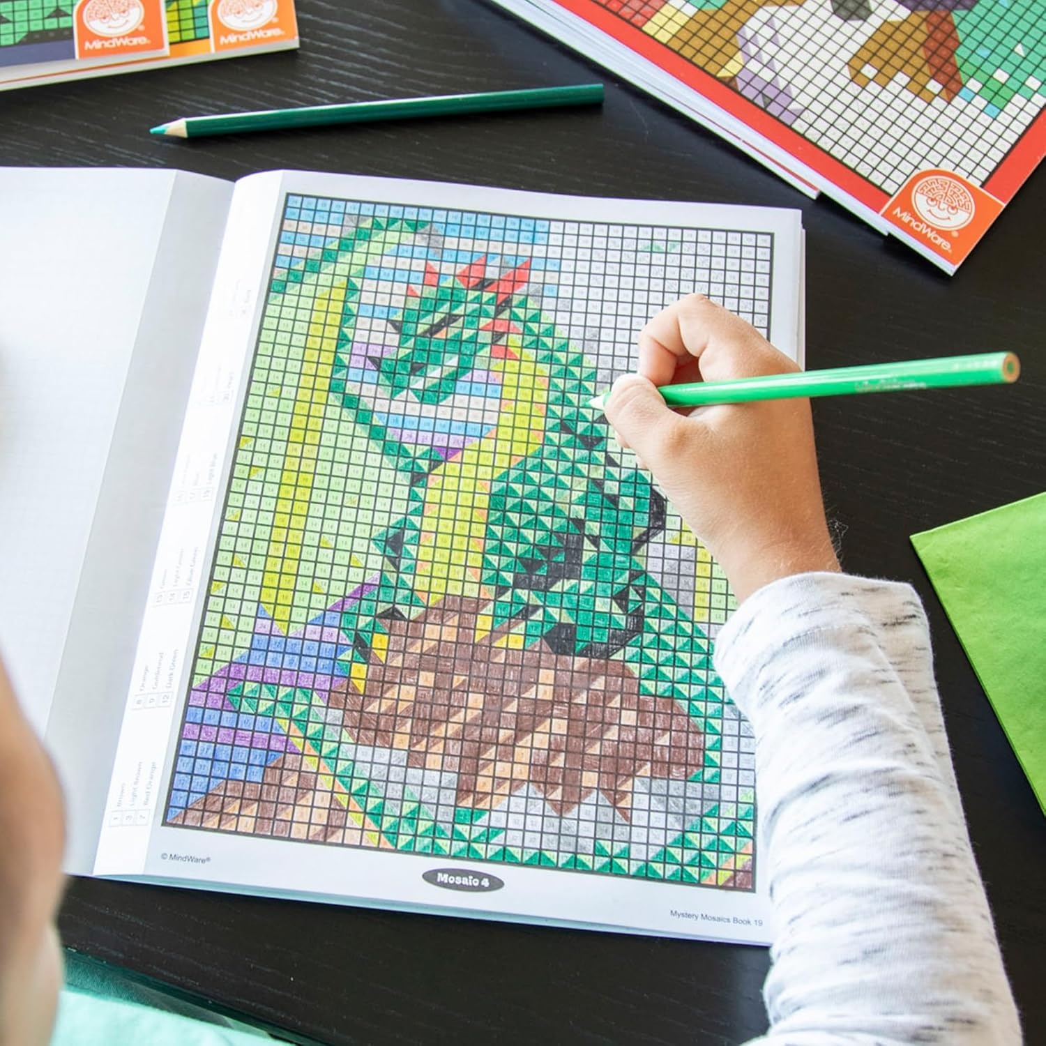 image:imageMindWare Color By Number Mystery Mosaics Coloring Book 19  Color by Number Book for Kids 6 and Up with 18 Perforated Pages of 18 Captivating Images Disguised as Numbered Squares