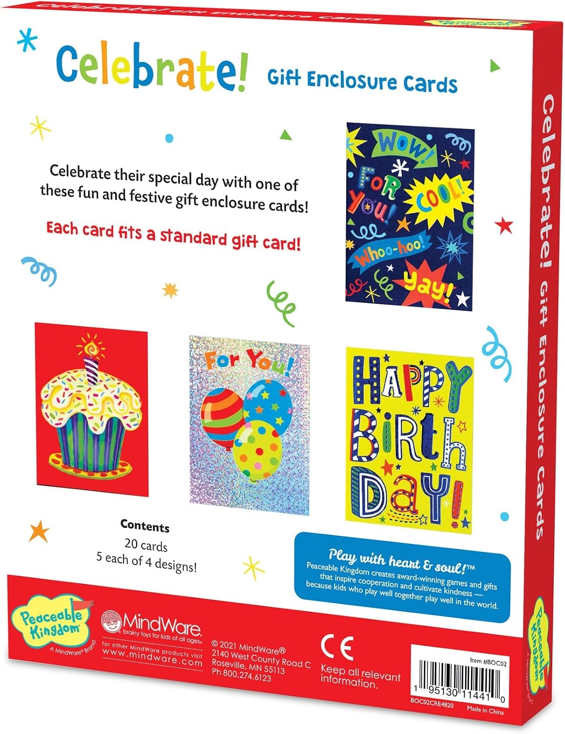 image:imagePeaceable Kingdom Celebration Enclosure Card Assortment Colorful Greeting Cards With Matching Envelopes For Birthdays Parties Congratulations Thank You Notes Blank Inside For Writing 20 Card Set