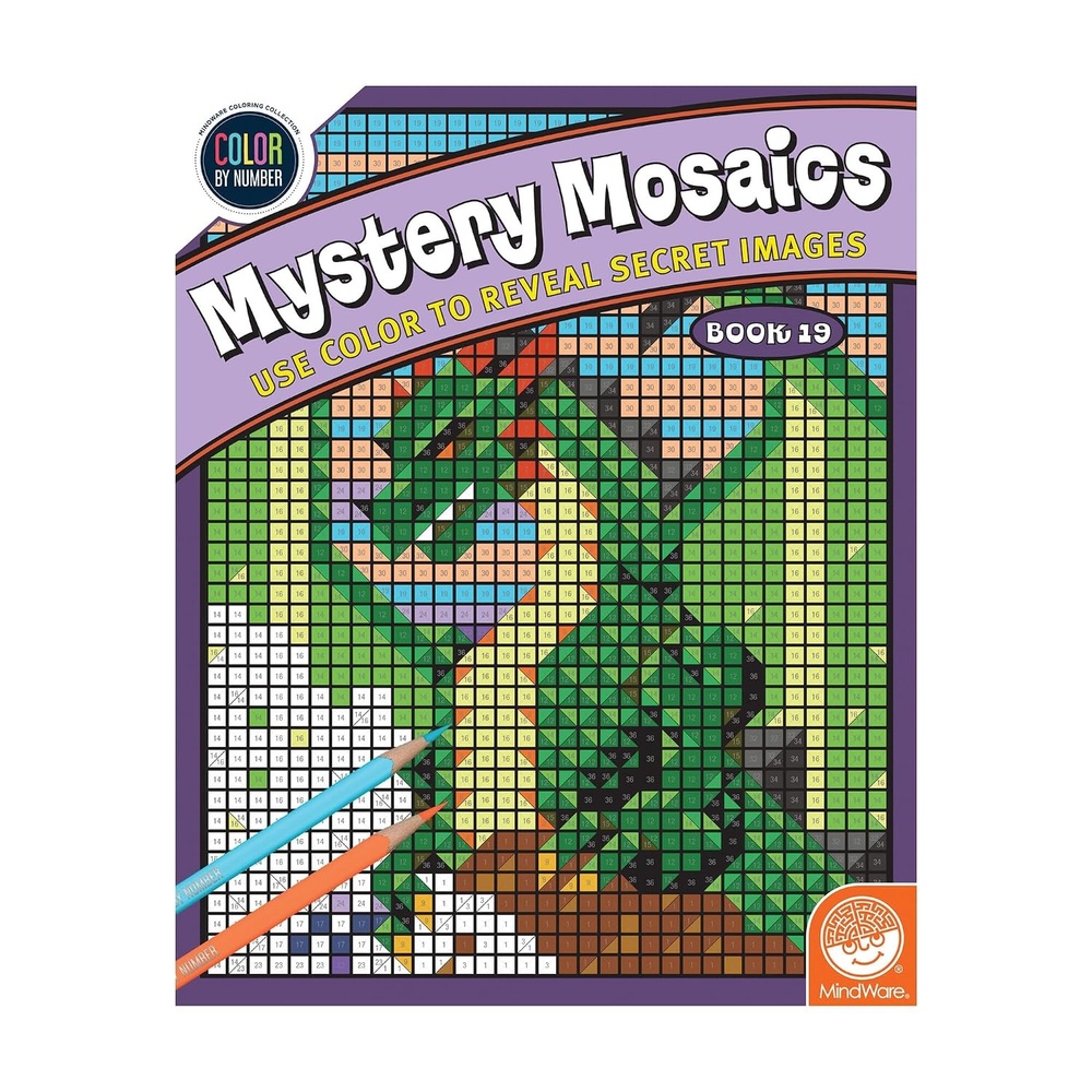 image:imageMindWare Color By Number Mystery Mosaics Coloring Book 19  Color by Number Book for Kids 6 and Up with 18 Perforated Pages of 18 Captivating Images Disguised as Numbered Squares