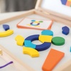image:imageMindWare Imagination Magnets Wooden Pattern Blocks Set  Imaginative Play with magentic Shapes in a Carrying case  42 Magnetic Solid Wooden Blocks 50 FullColor Laminated Puzzles