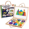 image:imageMindWare Imagination Magnets Wooden Pattern Blocks Set  Imaginative Play with magentic Shapes in a Carrying case  42 Magnetic Solid Wooden Blocks 50 FullColor Laminated Puzzles