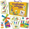 image:imageMindWare Imagination Patterns  Creative Magnetic Play with Patterned Tangram Shapes  Includes 60 Magnetic Blocks 60 Puzzle Cards Dry Erase Markers amp Wood Case  Deluxe