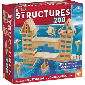 image:imageKEVA Structures 200 Wood Building Planks Set  Building Toy Includes 200 Wooden Blocks and Idea Book  Ages 5 and Up