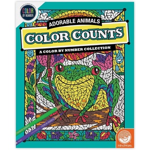 image:imageMindWare Color by Number Color Counts Adorable Animals  Coloring Book for Kids and Adults with 24 Perforated Pages Printed on Artist Quality Paper