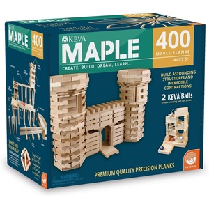 image:imageMindWare KEVA 400 Maple Wood Building Planks Set  Building Toy Includes 400 Wooden Blocks 2 KEVA Balls and Idea Book  Ages 5