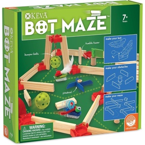 image:imageMindWare KEVA Bot Maze STEM Building Toy Motorized Robot Maze Kit with Wooden Planks Obstacles Craft Supplies Engineering Game for Kids Ages 7