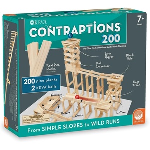 image:imageMindWare KEVA Contraptions Wooden Blocks Building Set Marble Run Kit Includes 2 Balls  200 Planks