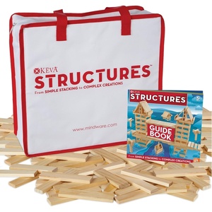 image:imageMindWare KEVA Structures 400 Plank Wooden Building Blocks Set  Includes 400 Pine KEVA Planks Canvas Storage Bag and FullColor Idea Book
