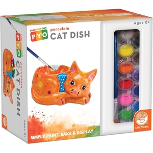 image:imageMindWare Paint Your Own Cat Dish  Porcelain Painting Figures for Kids Teens amp Adults Ages 8 amp Up  Includes 12 Paints and 2 Brushes