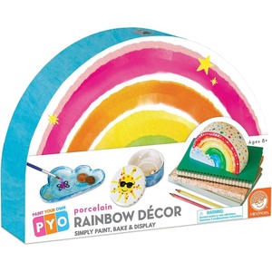image:imageMindWare Paint Your Own Porcelain Rainbow Set Paintable Ceramic Tea Light Jewelry Dish Trinket Tray Craft Kit with Paints Brushes Bake and Display Art Project Kids Age 8