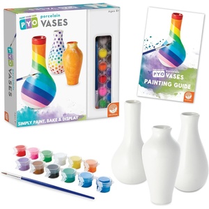 image:imageMindWare Paint Your Own Porcelain Vases Kit for Kids Ages 8 3 Ceramic Vases 12 Paints Brush Guide Bake amp Display DIY Arts and Crafts Gift Set