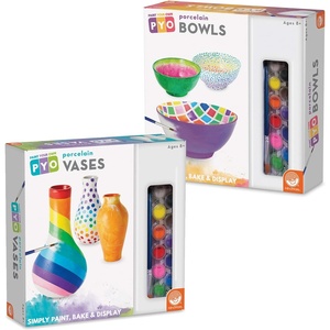 image:imageMindWare Paint Your Own Porcelain Vases amp Bowls Kids Painting Kit Set of 2  Porcelain Paint Kit with Art Supplies  Includes 3 Bowls 3 Vases 24 Paints 2 Paintbrushes and Painting Guides  Ages 8
