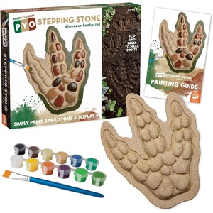 image:imageMindWare Paint Your Own Stepping Stone Dinosaur Footprint  WeatherResistant 85inch x 10inch Stepping Stones Kids Craft Kit  Includes Paint Brushes and Instructions  Ages 8 and Up