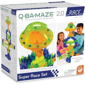 image:imageMindWare QBAMaze 20 Rally Racing Set Modular Marble Run Building Kit with Cubes Rails Launcher and Marbles STEM Construction Toy for Problem Solving and Speed Play Kids Ages 6