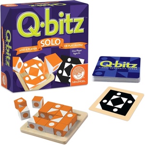 image:imageMindWare Qbitz Solo Visual Puzzle Game Fast Pattern Matching Logic Game with Cubes and Challenge Cards Brain Building Activity for Kids Ages 8 STEM Gift for KidsSmall