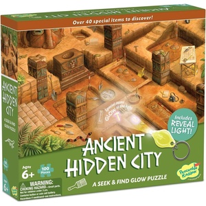 image:imagePeaceable Kingdom Ancient Ruins Seek and Find Puzzle 100 Pieces Included Blacklight  Large Jigsaw Puzzle Gift for Kids Ages 6  Ancient Hidden City
