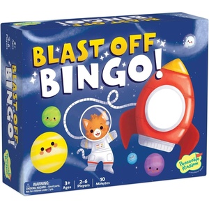 image:imagePeaceable Kingdom BlastOff Bingo Independent Bingo Game for Kids  Great for Single Players amp Groups  6 DoubleSided Playing Boards  Ages 3 amp up
