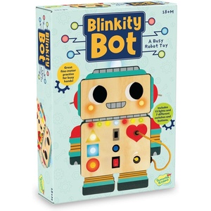 image:imagePeaceable Kingdom Blinkity Bot Light Up Busy Board for Toddlers Montessori Wooden Toy