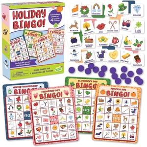 image:imagePeaceable Kingdom Holiday Bingo  4 Holiday Themes Up to 28 Players  Valentines Day St Patricks Day Halloween amp Christmas  Complete Bingo Set with Boards Chips amp Tokens