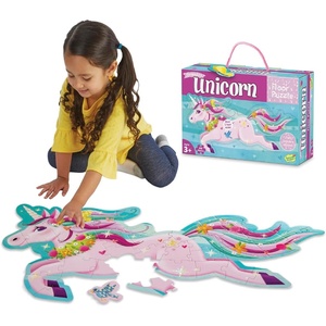 image:imagePeaceable Kingdom Shimmery Unicorn Floor Puzzle  44Piece Giant Floor Puzzle for Kids Ages 3 amp up  FunShaped Puzzle Pieces  Great for Classrooms