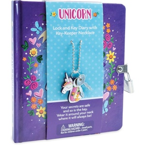 image:imagePeaceable Kingdom Unicorn Diary  208 lined pages with lock key amp matching charm  Travelsized notebook for kids to record thoughts amp feelings in a safe space  Great gift for boys amp girls
