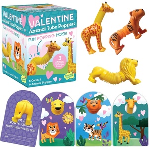 image:imagePeaceable Kingdom Valentines Box for Kids Valentines Day Box Kit for Valentines Cards for Kids Classroom  Rainbow Mailbox Kit6 Animal Tube Poppers