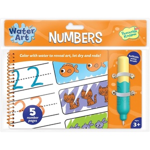 image:imagePeaceable Kingdom Water Art Numbers Activity Book Reusable Water Brush Coloring Pad with Number Tracing Counting Practice Mess Free Creative Learning Kids Age 3 Early Math Skill Builder