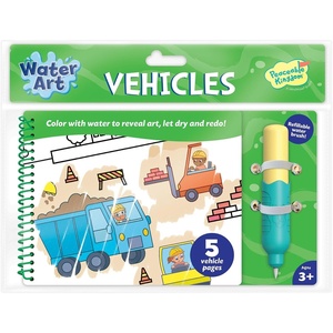 image:imageWater Art Book Vehicles  Reusable ColourwithWater Activity Book  Refillable Water Brush Pen  5 Fun Vehicle Scenes  No Mess Ages 3