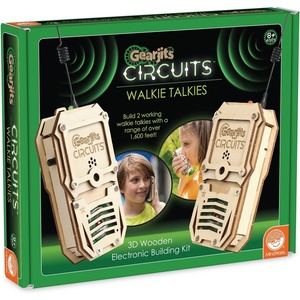 image:imageMindWare Gearjits Circuits Walkie Talkies  BuildYourOwn Wooden Walkie Talkie Kit  STEM Building Kit for Kids Ages 8  Works Up to 1600 Feet  2Player Set