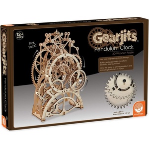 image:imageMindWare Gearjits Clock  3D Wooden Mechanical Model Kit for Teens and Adults Build Your Own Working Clock witj Moving Gears