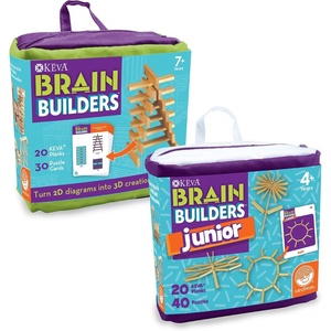 image:imageMindWare KEVA Brain Builders Set of 2 Original KEVA Brain Builders and KEVA Brain Builders Junior  Great Addition to STEM Building Toys and Classroom Games  40 Planks amp 70 Puzzles Total