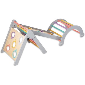 image:imageMindWare Oh So Fun Deluxe Wooden Montessori Toddler Climbing Set with Pikler Triangle Ramp Slide Arch amp Bean Bag Toss