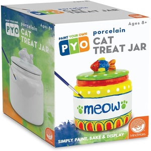 image:imageMindWare Paint Your Own PYO Cat Treat Jar Craft Kit for Kids  Includes Porcelain Treat Jar Paint Brushes and Instructions