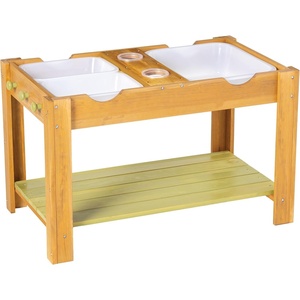 image:imageMindWare Sensory Sprouts Sensory Table Sturdy Wooden Activity Table with 3 Sensory Bins Cups and Hooks for Tactile Play Indoor or Outdoor Use for Kids Ages 3 Sensory Play Gift for Kids