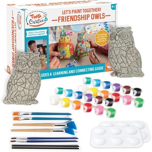 image:imageMindWare Two Creative Friendship Owls Stone Dcor Painting Craft Kit for Two  Ideal Kids Arts amp Crafts Kit for Ages 8 amp Up  Learn How to Paint