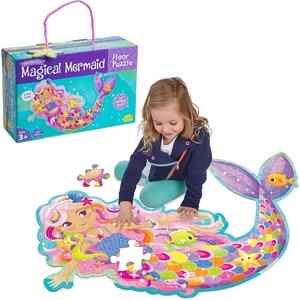 image:imagePeaceable Kingdom Jumbo Mermaid Floor Puzzle 41 Pieces  Large Jigsaw Puzzle Gift for Toddlers and Kids Ages 35  Shimmery Magical Mermaid