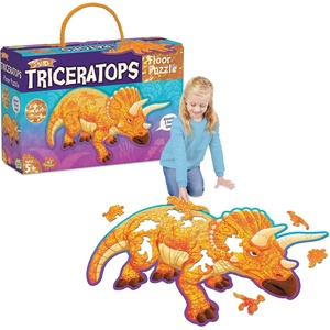 image:imagePeaceable Kingdom Jumbo Triceratops Floor Puzzle 52 Pieces  Large Jigsaw Puzzle Gift for Toddlers and Kids Ages 5  Shiny Triceratops