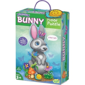 image:imagePeaceable Kingdom Shimmery Bunny Shaped 41 Piece Floor Puzzle 3 feet x 2 feet  Great Easter Basket Stuffers and Easter Gifts for 3 Year Olds 4 Year Olds amp Up