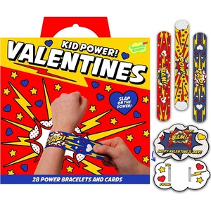 image:imagePeaceable Kingdom Valentines Cards for Kids Classroom Set of 28 Valentines Day Gifts  Kid Power Slap Bracelets