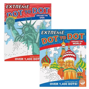image:imageMindWare Extreme Dot to Dot Coloring Books Set of 2  Includes Around the USA and Around the World Connect the Dots Books  Puzzles with 300 to 1400 Dots  Dot to Dot Books for Kids amp Adults